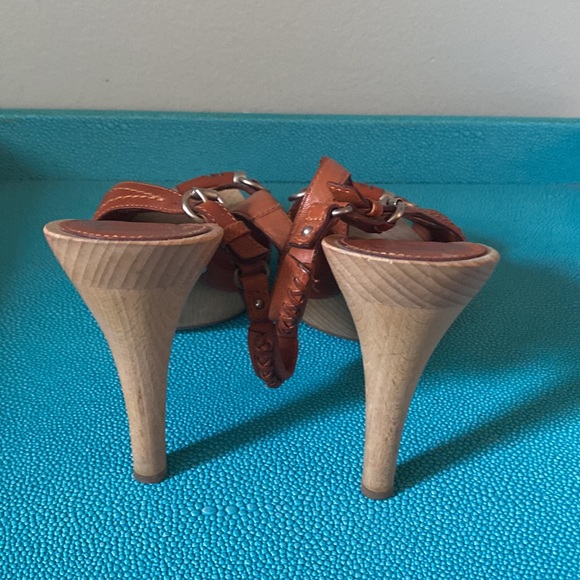 Dior Brown Leather Slingback Open Toe Platform Sandals - Picture 2 of 4